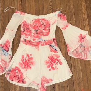 White flowy romper
